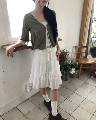 Chiffon tiered midi skirt