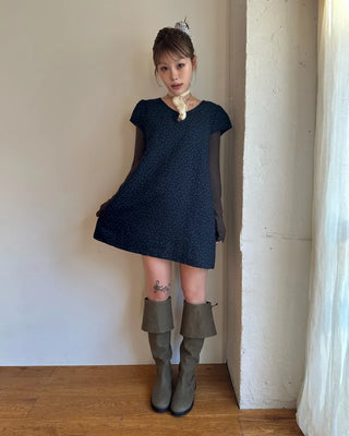 Teardrop neck gauze quilted tunic