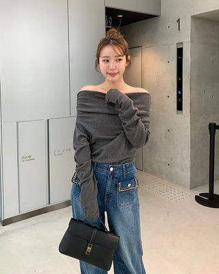 Lace pocket denim pants