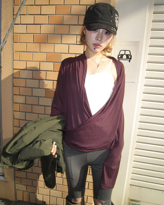 Drape Surplice Long Sleeve Top