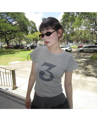 3 French Sleeve Cropped T-Shirt