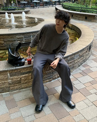 Slit wide pants