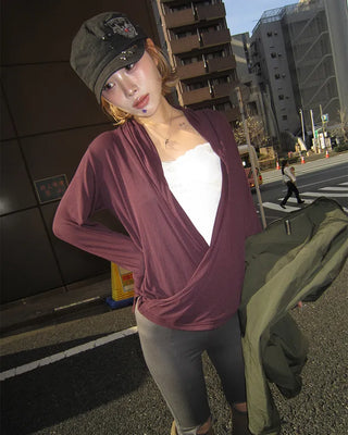 Drape Surplice Long Sleeve Top