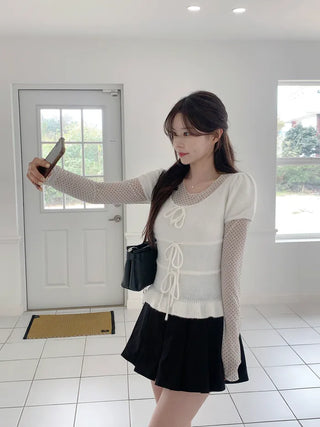 Polka Dot See-Through Layered T-Shirt