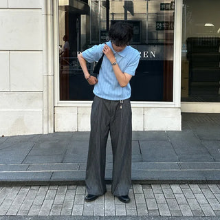 Striped wide slacks