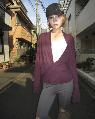 Drape Surplice Long Sleeve Top