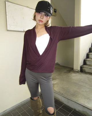 Center seam open knee-high leggings