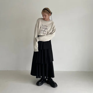 Three-tiered can-can long skirt