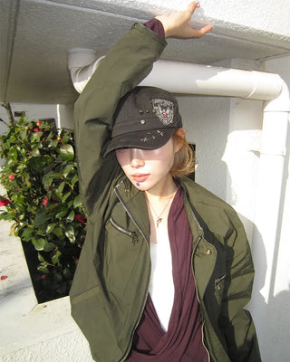Army Patch Studded Railroad Cap