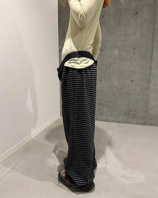Waist String Border Easy Pants