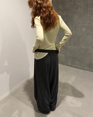 Waist String Border Easy Pants