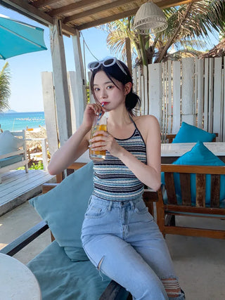 Halter neck knit sleeveless top (2 colors)