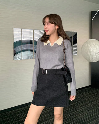 Belted mini skirt