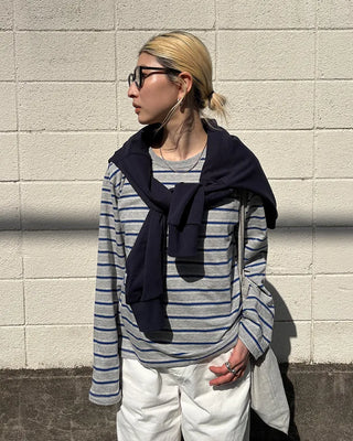 Double-border long-sleeve T-shirt