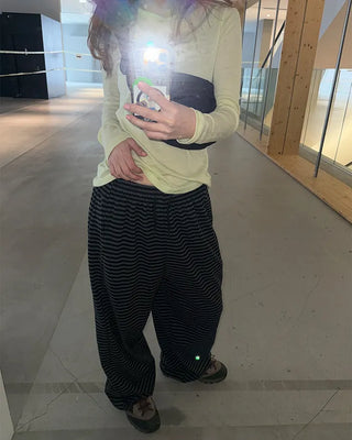 Waist String Border Easy Pants