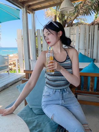 Halter neck knit sleeveless top (2 colors)