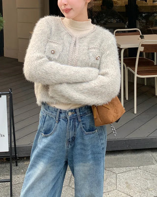 Tweed-style Angora Cardigan