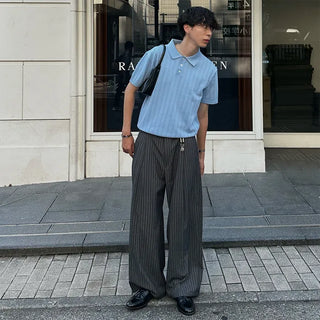 Striped wide slacks