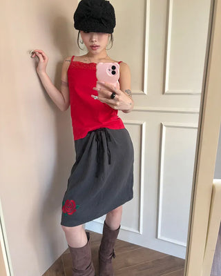 Rose Stitch Gauze Skirt