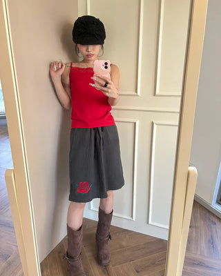 Rose Stitch Gauze Skirt