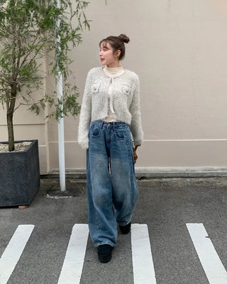 Tweed-style Angora Cardigan