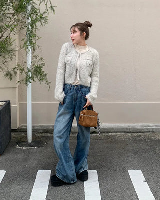 Tweed-style Angora Cardigan