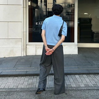 Striped wide slacks