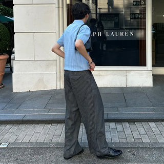 Striped wide slacks