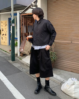 Fly-front cropped shirt