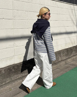 Double-border long-sleeve T-shirt