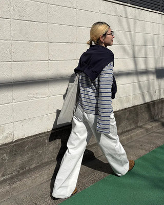 Double-border long-sleeve T-shirt