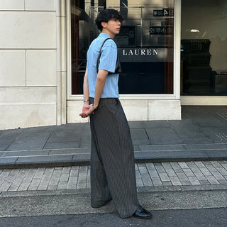 Striped wide slacks