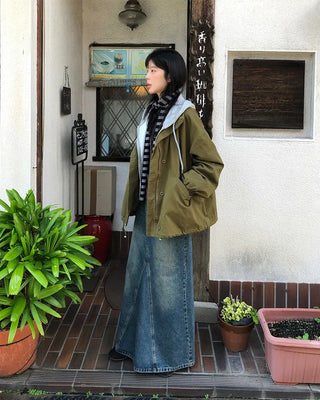 Maxi Slit Denim Long Skirt