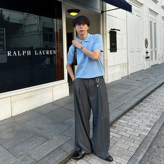 Striped wide slacks