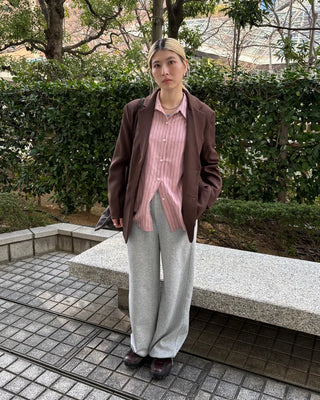 Drop-shoulder double pinstripe shirt