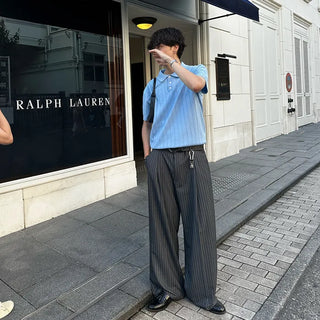Striped wide slacks