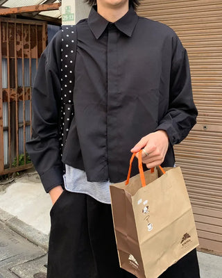Fly-front cropped shirt
