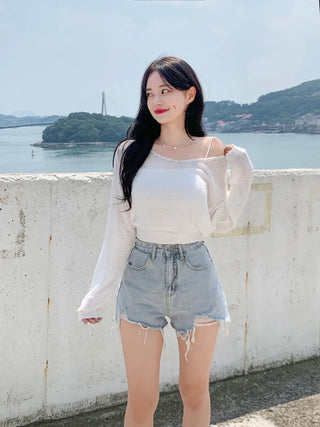 V-neck sheer knit (5 colors)