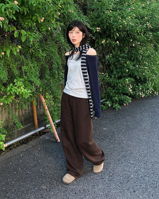 Colored cotton wide-leg pants