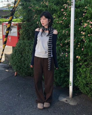Colored cotton wide-leg pants