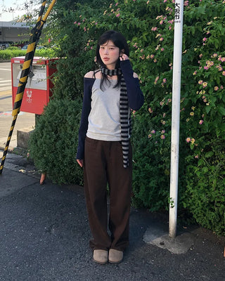 Colored cotton wide-leg pants