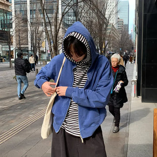 (Unisex) Striped Knit Hooded T-shirt