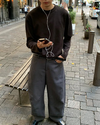 Ribbed round long-sleeve T-shirt