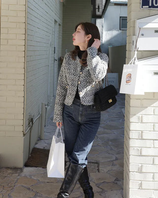 Tweed round jacket