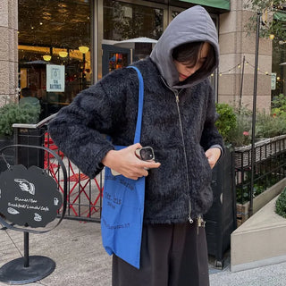 (Unisex) Shaggy Round Zip Jacket