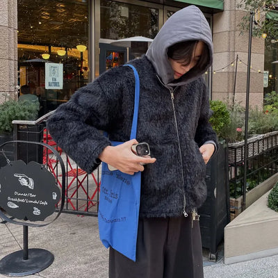 (Unisex) Shaggy Round Zip Jacket