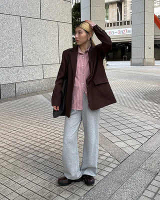 Drop-shoulder double pinstripe shirt