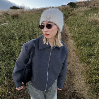 Suede color zip-up jacket
