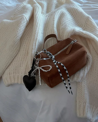 Heart Ribbon Chain Keyring