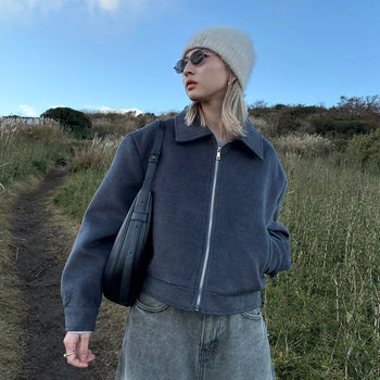 Suede color zip-up jacket